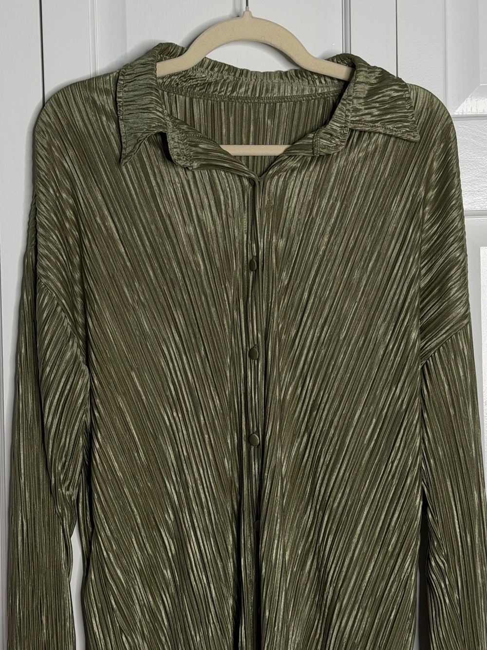 Women's army green Pleated Button-Front Jacket